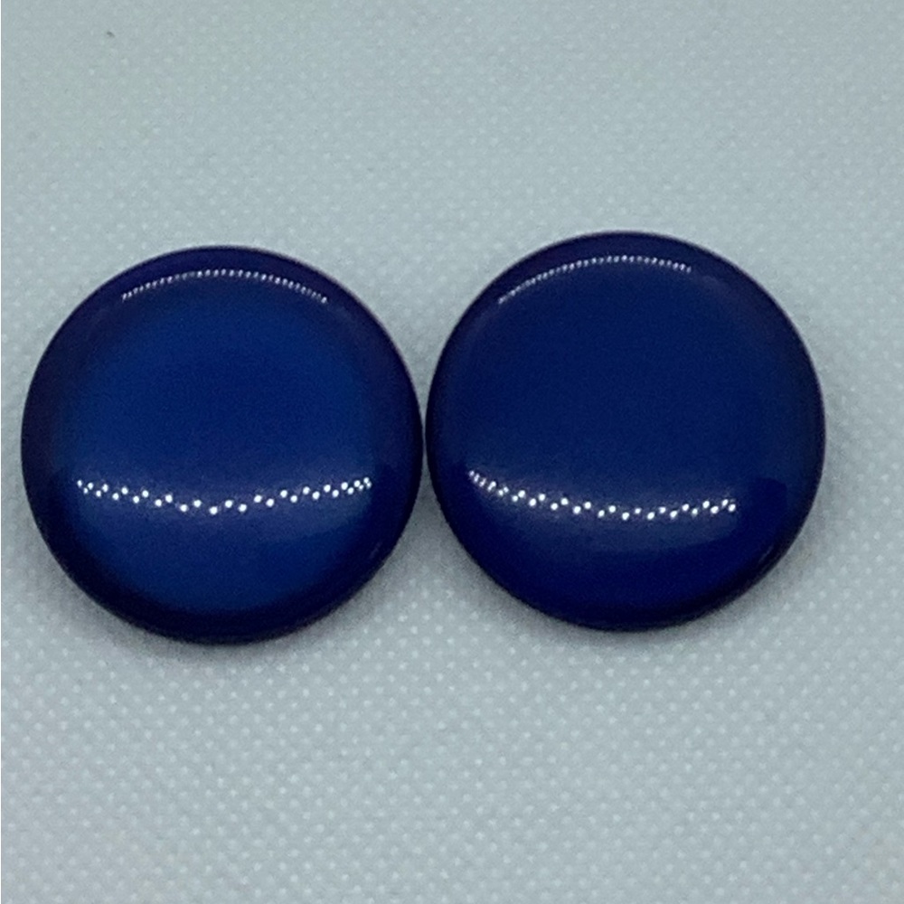 Large Dark Blue Button Clip On Earrings